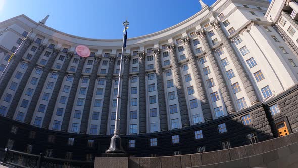 Government Building of Ukraine in Kyiv  Cabinet of Ministers Slow Motion alt