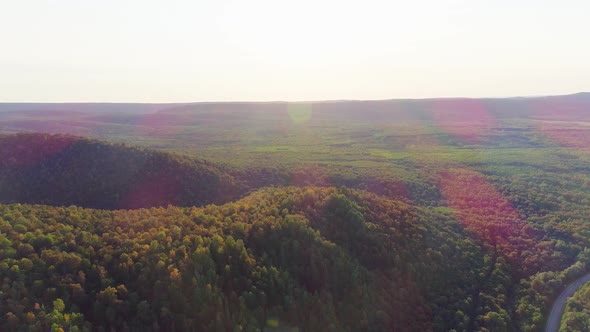 Aerial Video of Mountains Road and Summer Forest alt