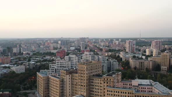 Stunning Panoramic Shot of Famous Karazin University and the Historic Building of Derzhprom Located alt