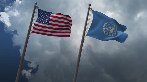 Waving Flags Of The United States And The United Nations 2K alt