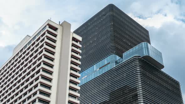 Futuristic Modern Building Office with Facade of Glass. Timelapse  alt