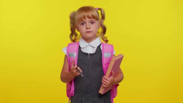 Smiling Funny Schoolgirl Making Humorous Face with Eyes Crossed Playing Fool Having Fun Brainless alt