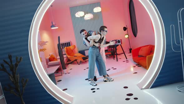 Two Eccentric Male Dancers Performing Vogue Together alt