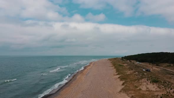 Aerial Dron Shot of the Baltic Sea Uzava, Latvia Costline With Waves View From Above alt