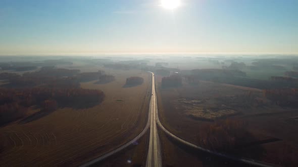 Cars are Moving on a Urban Multilevel Road Junction alt