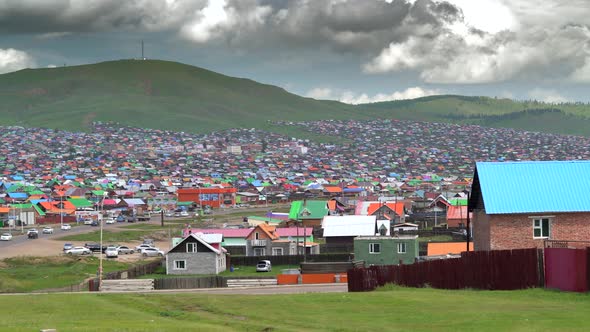 City Landscape of Colorful Houses in Mongolia alt