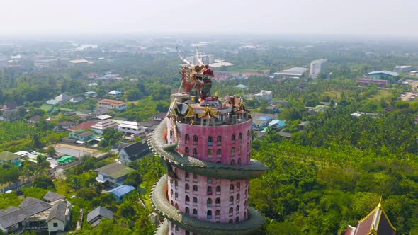 Aerial view of Wat Samphran or Chinese Dragon Temple in Sam Phran District in Nakhon Pathom alt