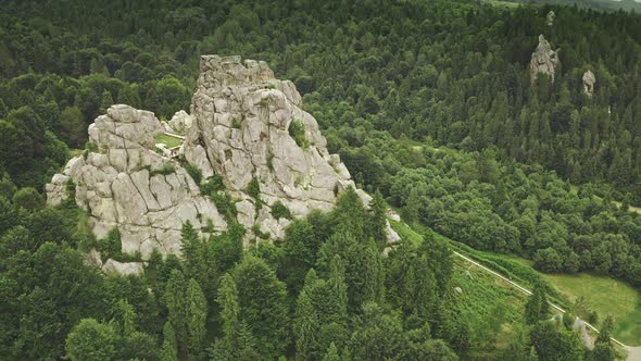 Ancient Stronghold at Mountain Forest Aerial alt