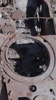 Vertical Video of a Destroyed Russian Military Equipment During the War in Ukraine alt