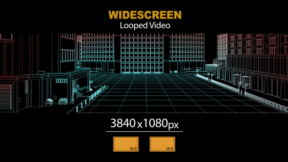 Widescreen Wireframe City Side 10