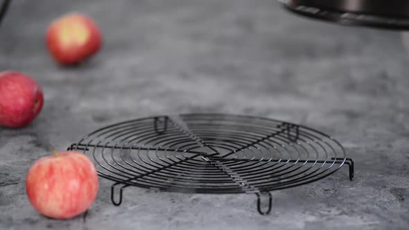 Freshly Baked Apple and Cinnamon Cake in a Round Tin alt