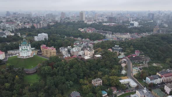 Cityscape of Kyiv, Ukraine. Aerial View, Slow Motion alt