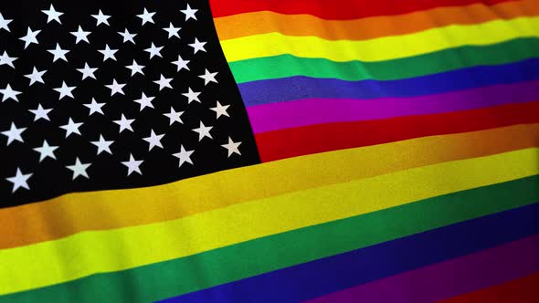 Gay America LGBT Pride Flag with Added Canton of the Flag of the United States