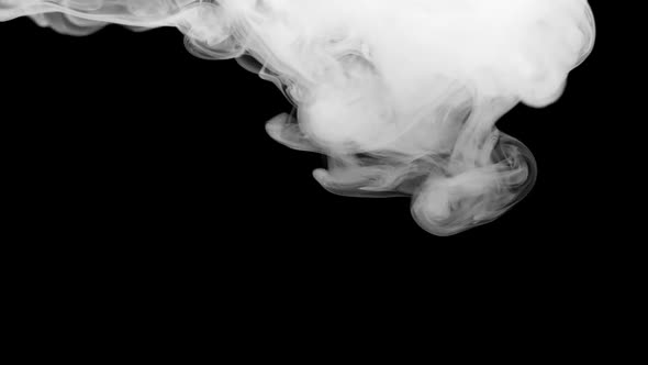 A Slow Motion Footage of a White Smoke Spreading on Black Background