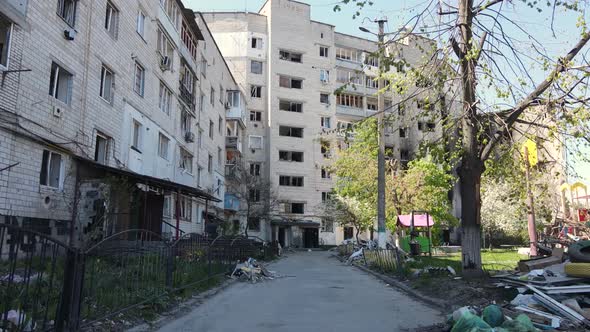 War in Ukraine  Ruined Residential Building in Borodyanka alt