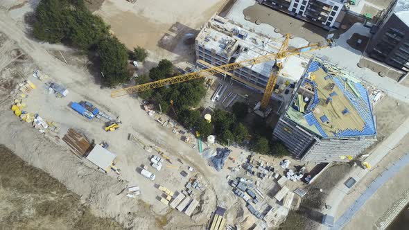 Construction Site And Crane From Above