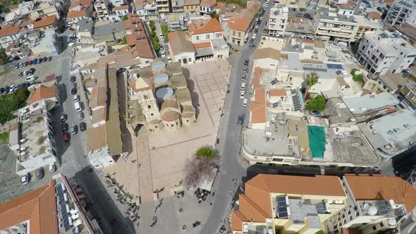 Aerial View of Streets and Historical Buildings in Larnaca City, Cyprus alt