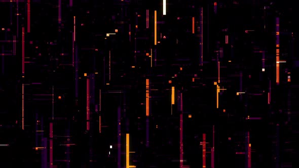 Seamlessly Looping Orange Purple Digital Glitch And Hex Code On Black Background