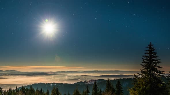 Moon and Stars Time Lapse in Carpathian Mountains alt