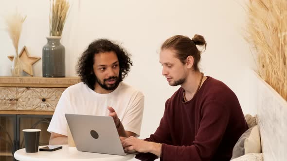 Young Freelancers Friends Are Working On A New Project, Using A Laptop, Online Classes alt