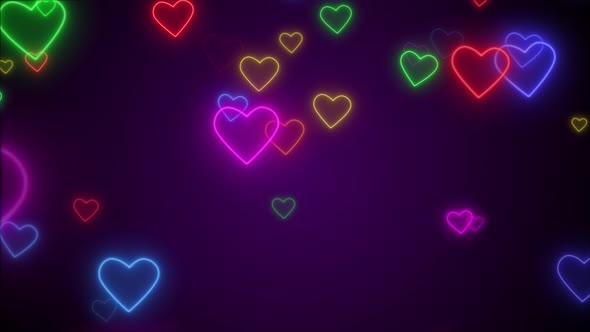  Glowing Neon Heart Shapes Particles Background Saint Valentine’s Day Seamles Loop 4K alt