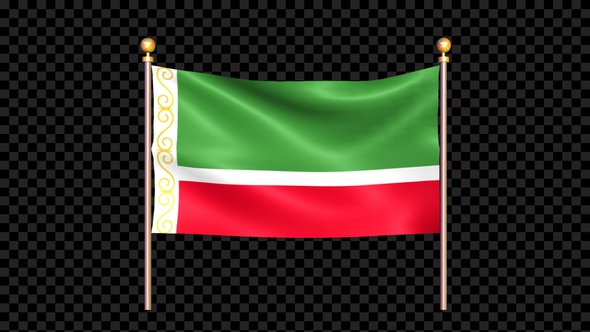 Flag Of Chechen Repub Lic Waving In Double Pole Looped alt