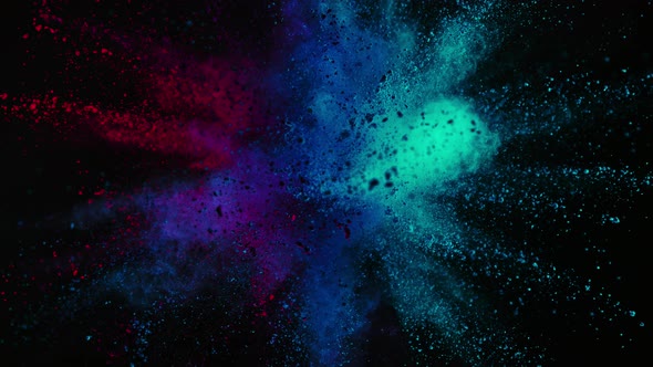 Color Powder Explosion in Super Slow Motion Isolated on Black Background alt