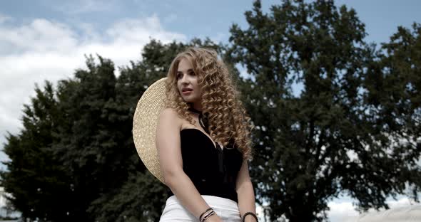 Beautiful Girl Saddled A White Horse alt