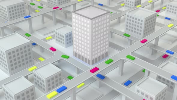 Highway on a city with heavy traffic at daytime alt