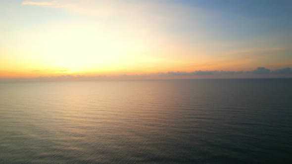 4K Aerial view of drone move on beautiful sea alt