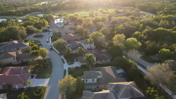 Dusk aerial of Lakewood Ranch neighborhoods and Adventure Park, an upscale community near Bradenton alt
