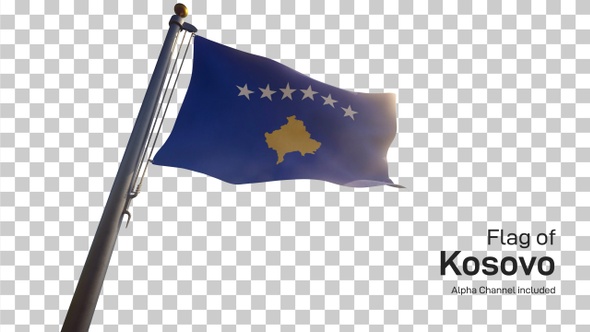 Kosovo Flag on a Flagpole with Alpha-Channel alt