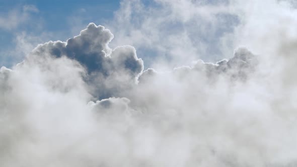 Cloudscape Amazing Beautiful Blue Sky. Picturesque Timelapse of White Fluffy Clouds Moving Softly alt