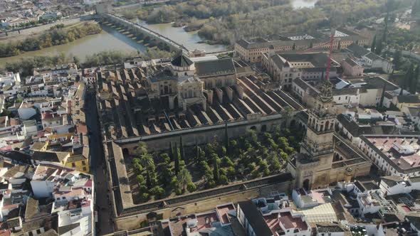Famous Mosque-Cathedral of Cordoba with Guadalquivir River Background, Spanish Cities