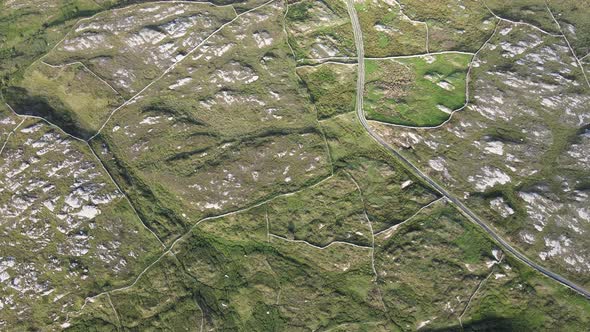 Stunning layered Connemara terrain landscape Ireland aerial alt