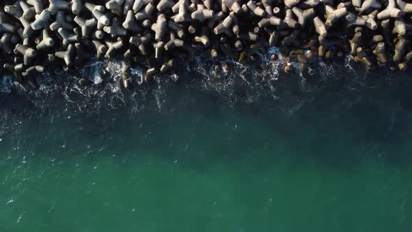 Aerial Drone View of a Breakwater alt