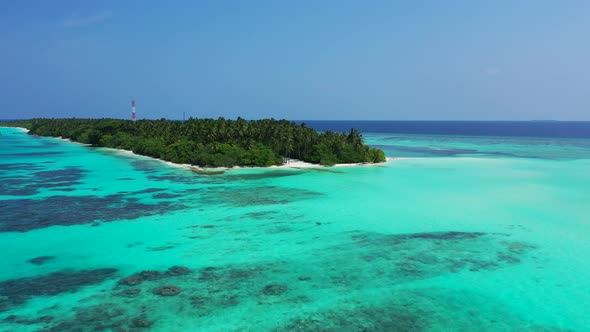 Natural birds eye tourism shot of a paradise sunny white sand beach and turquoise sea background  alt