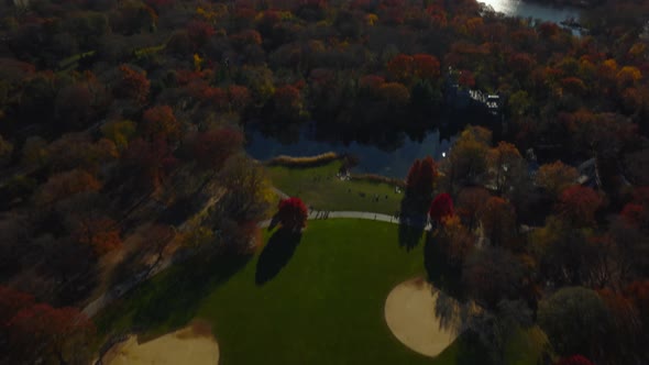 Softball Fields on The Great Lawn Among Colourful Autumn Trees in Central Park alt
