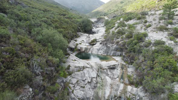 Peneda-Geres National Park, Portugal. Beautiful natural pools of the stream between mountains