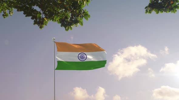 India Flag With  Modern City  alt