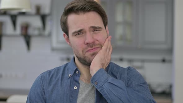 Portrait of Sick Beard Young Man Having Toothache alt