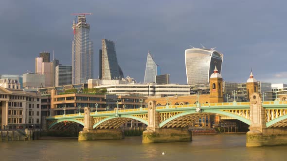 Southwark Bridge Over River Thames in London