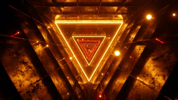 Seamless Loop Motion Graphics Of Flying Into Triangle Red Tunnel