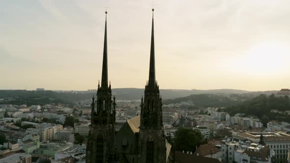 Aerial View of Cathedral St. Peter And St. Paul in Brno, Czech Republic, Europe alt