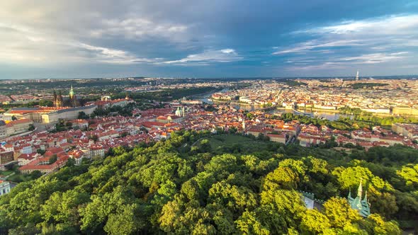 Wonderful Timelapse View To The City Of Prague From Petrin Observation Tower In Czech Republic alt
