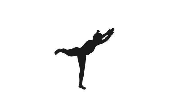 Silhouette of Yoga Coach Showing One Leg Stand Posture During Workout, Alpha Channel