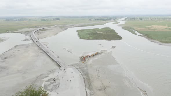 View from a top of Mont-Saint-Michel island located in french region of Normandy 4K 3840X2160 UHD vi alt
