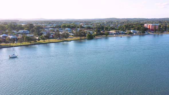 Aerial view of Pumicestone Passage, Sunshine Coast, Queensland, Australia alt