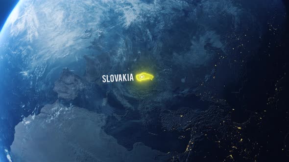Earh Zoom In Space To Slovakia Country Alpha Output