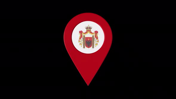 3D Rotating Pin Icon Animation With Albania Coat Of Arms  Alpha Channel 4K alt